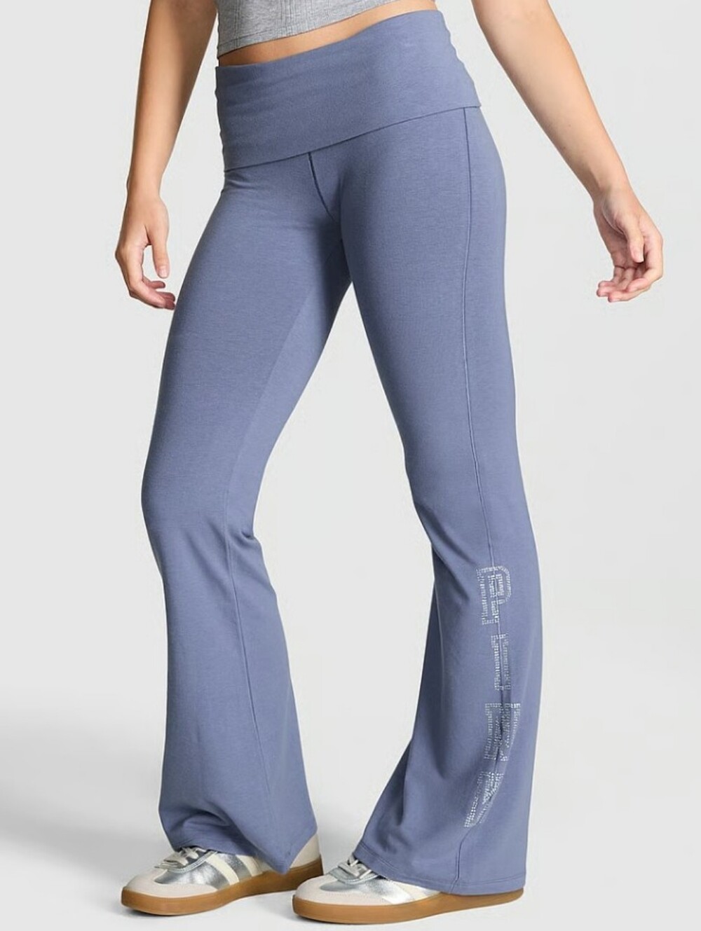VS Pink All-Day Cotton Foldover Flare Leggings Sz LG NWT